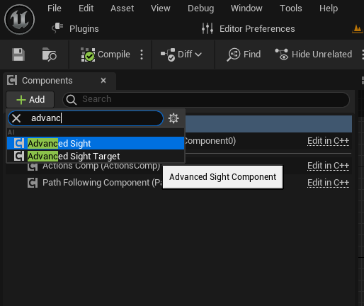 Add Advanced Sight Component to AI Controller
